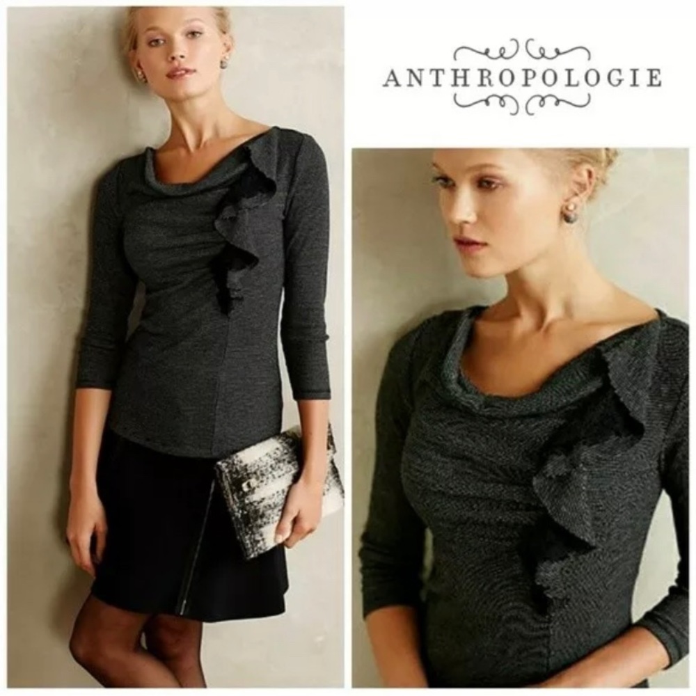 Deletta Ophelia Anthropologie Black ruffle Small